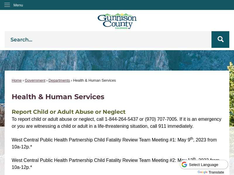 Gunnison and Hinsdale Counties Department of Health and Human Services - Gunnison